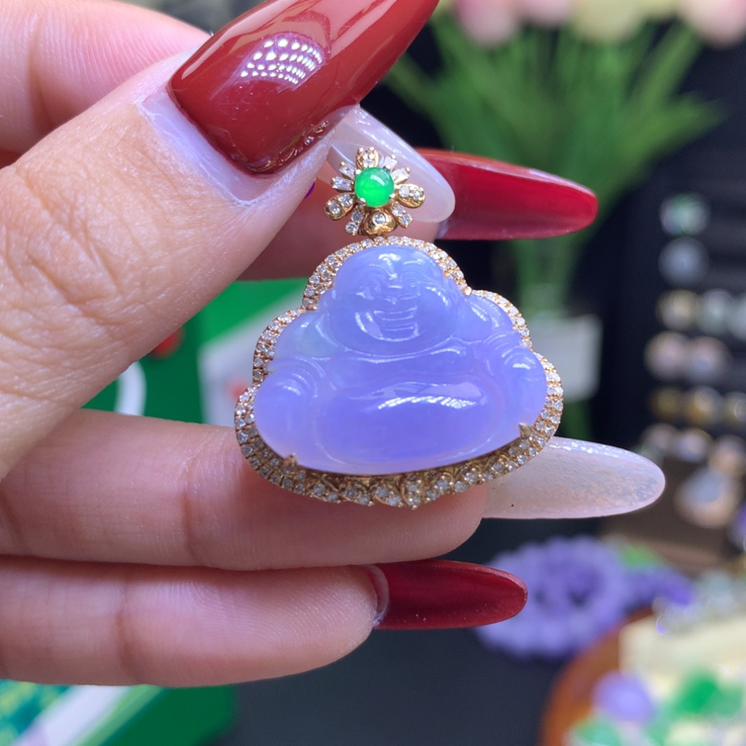 翡翠颈饰18K金镶嵌天然