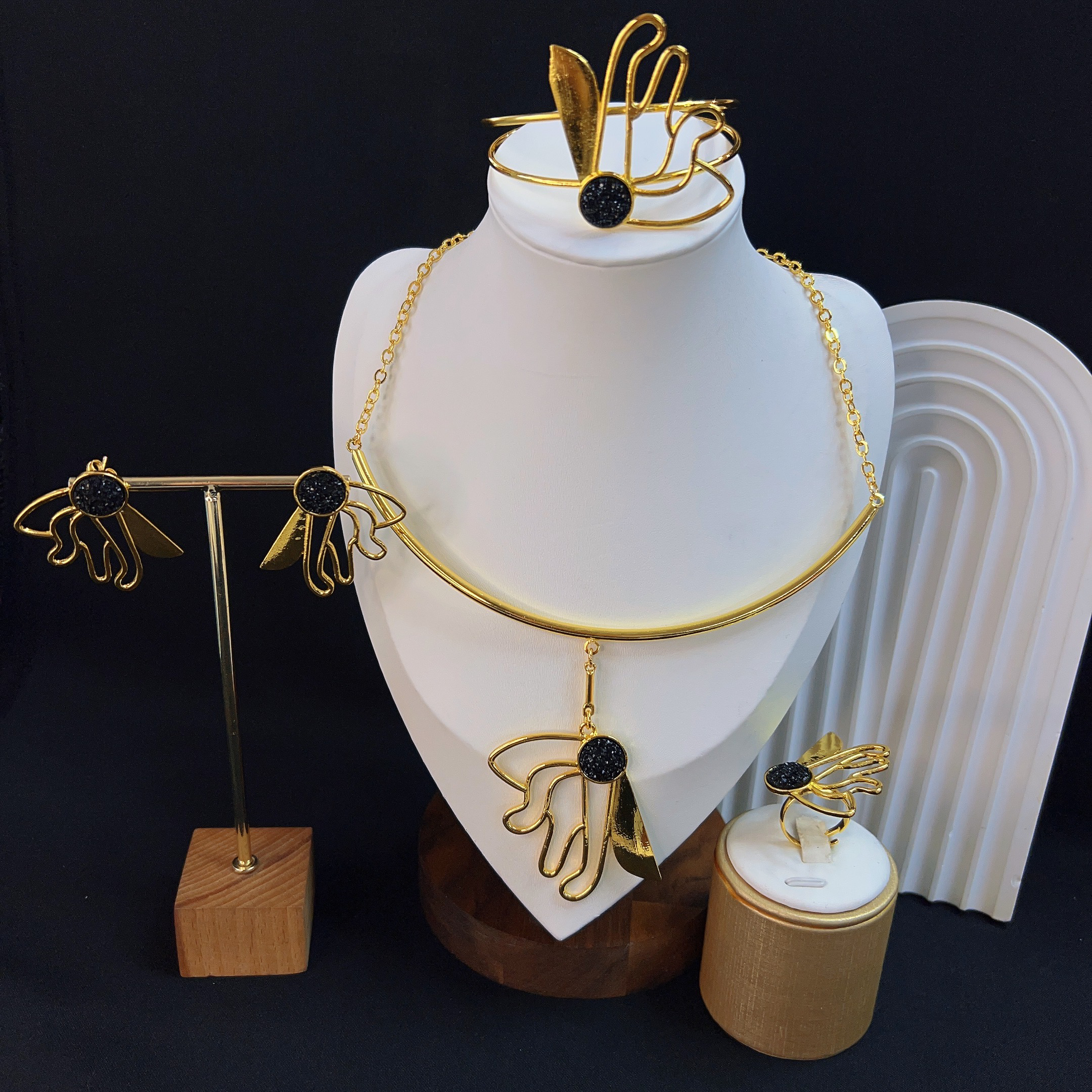 铜合金锆石项链 哈尼西牧时尚华丽四件套#0009416