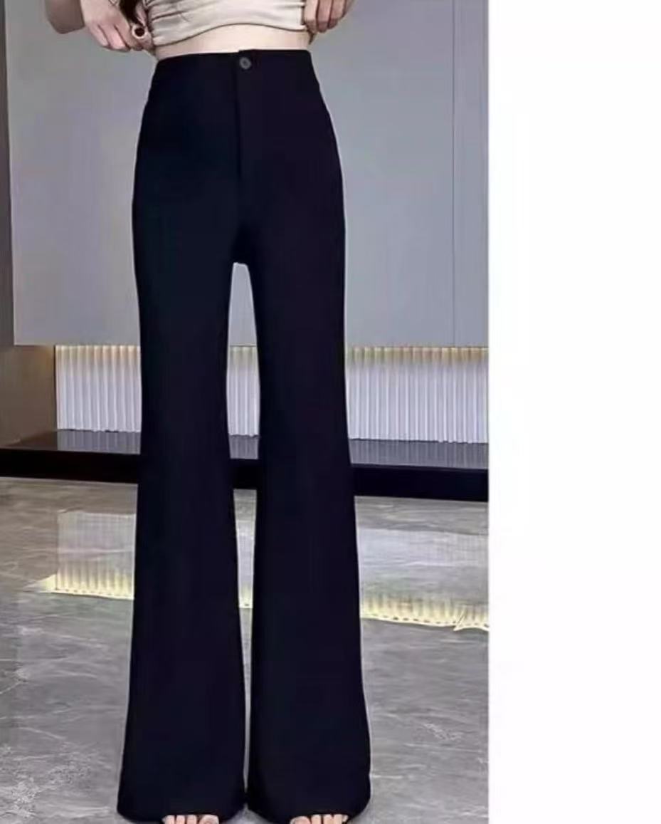 长裤修身黑色西装裤黑色高腰显瘦西裤气质微喇叭西装裤子高腰
