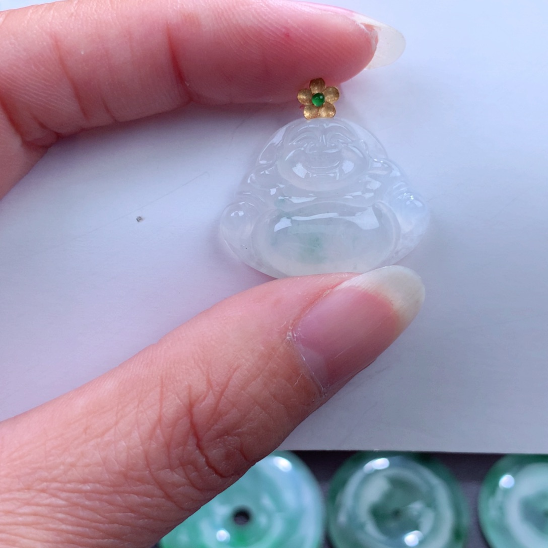 翡翠吊坠(不含链)18K金镶嵌