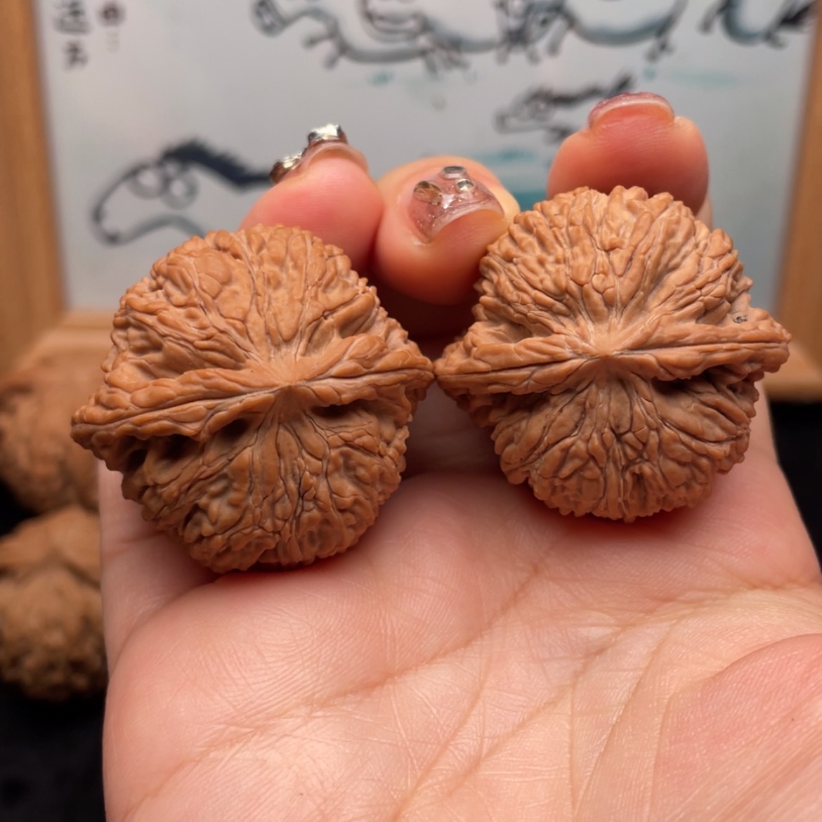 【闪购商品】文玩核桃把件37全品石炮沟密纹