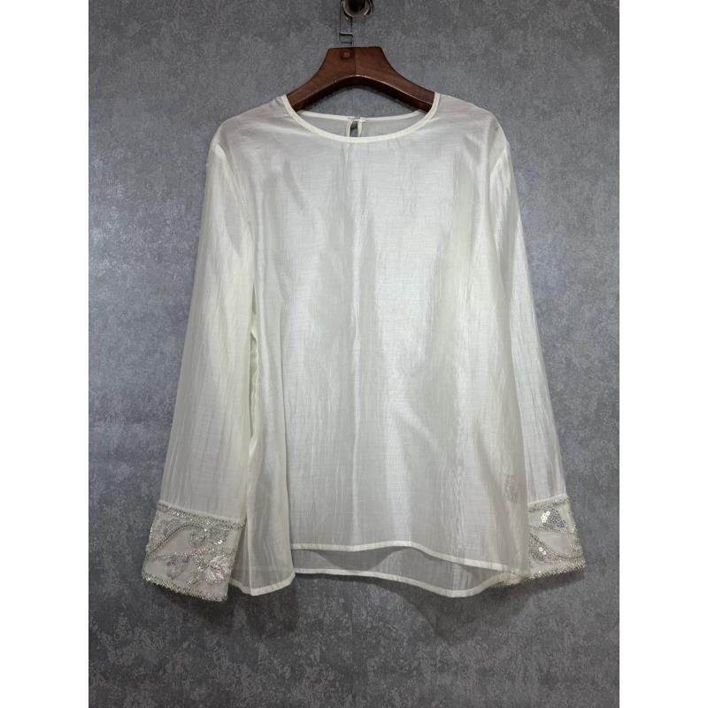 【米兰】新中式国风刺绣衬衫女2025新款圆领长袖宽松显瘦百搭上衣