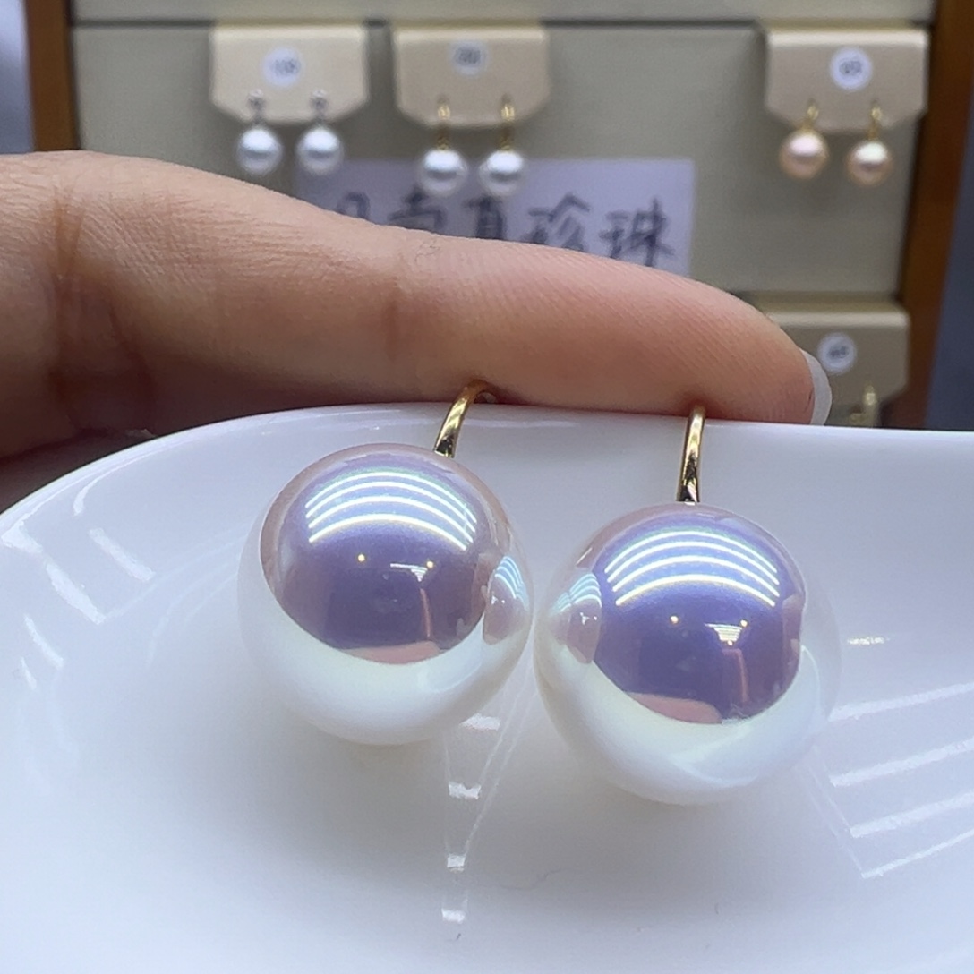 银S925镶嵌淡水珍珠耳坠