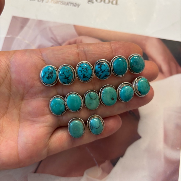 925银耳饰 【松秀饰品】尼泊尔手工松松耳钉 通体925银 复古风