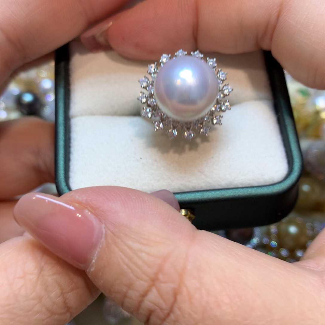海水珍珠戒指银S925镶嵌