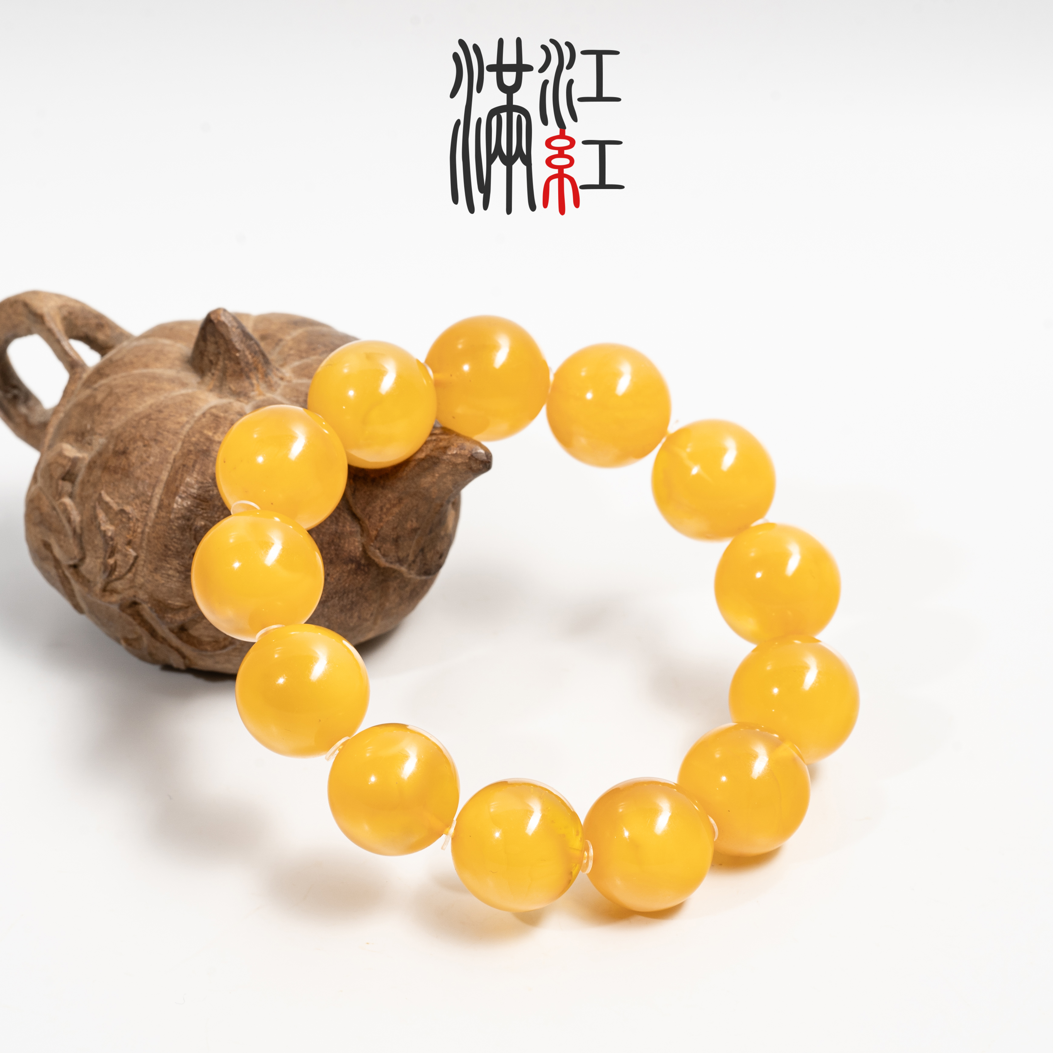 满江红 天然原矿俄罗斯蜜蜡 单圈圆珠卡1.6/33g Z37