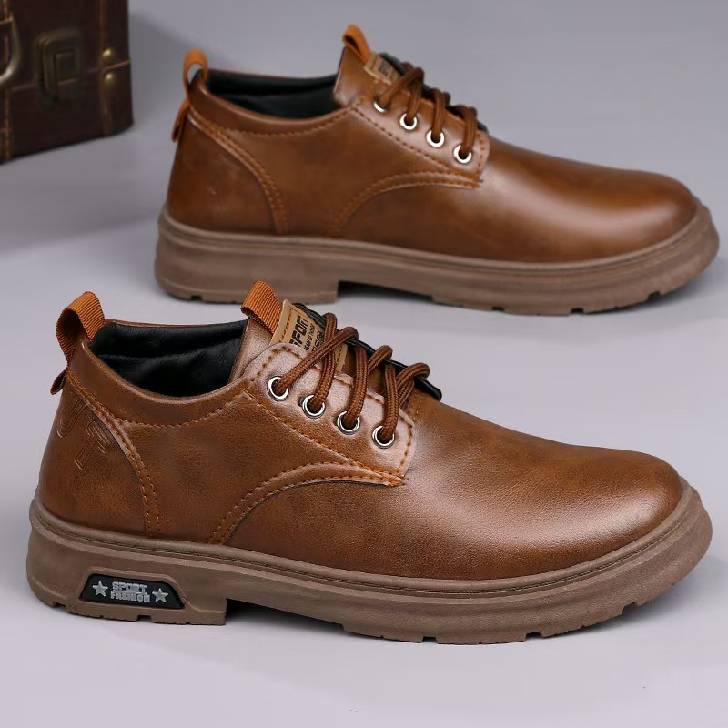 2025春季新款男鞋商务防滑皮鞋男士休闲透气百搭英伦工装软底软面
