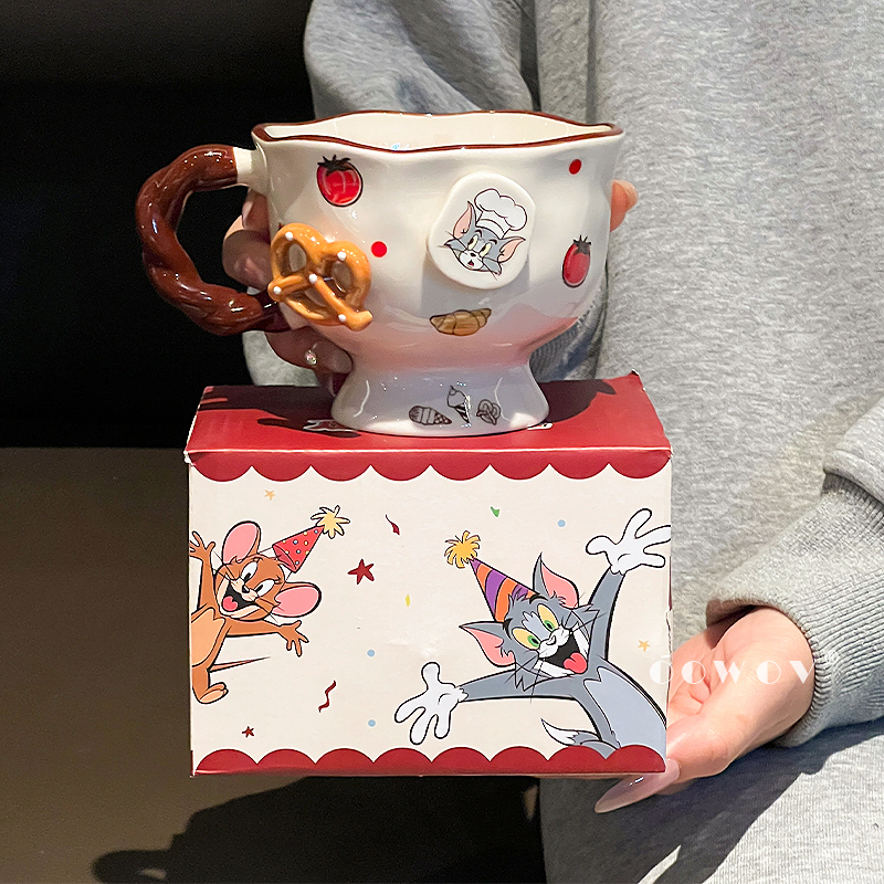 猫和老鼠联名水杯子爆款2025新款陶瓷咖啡马克杯情侣家用生日礼物