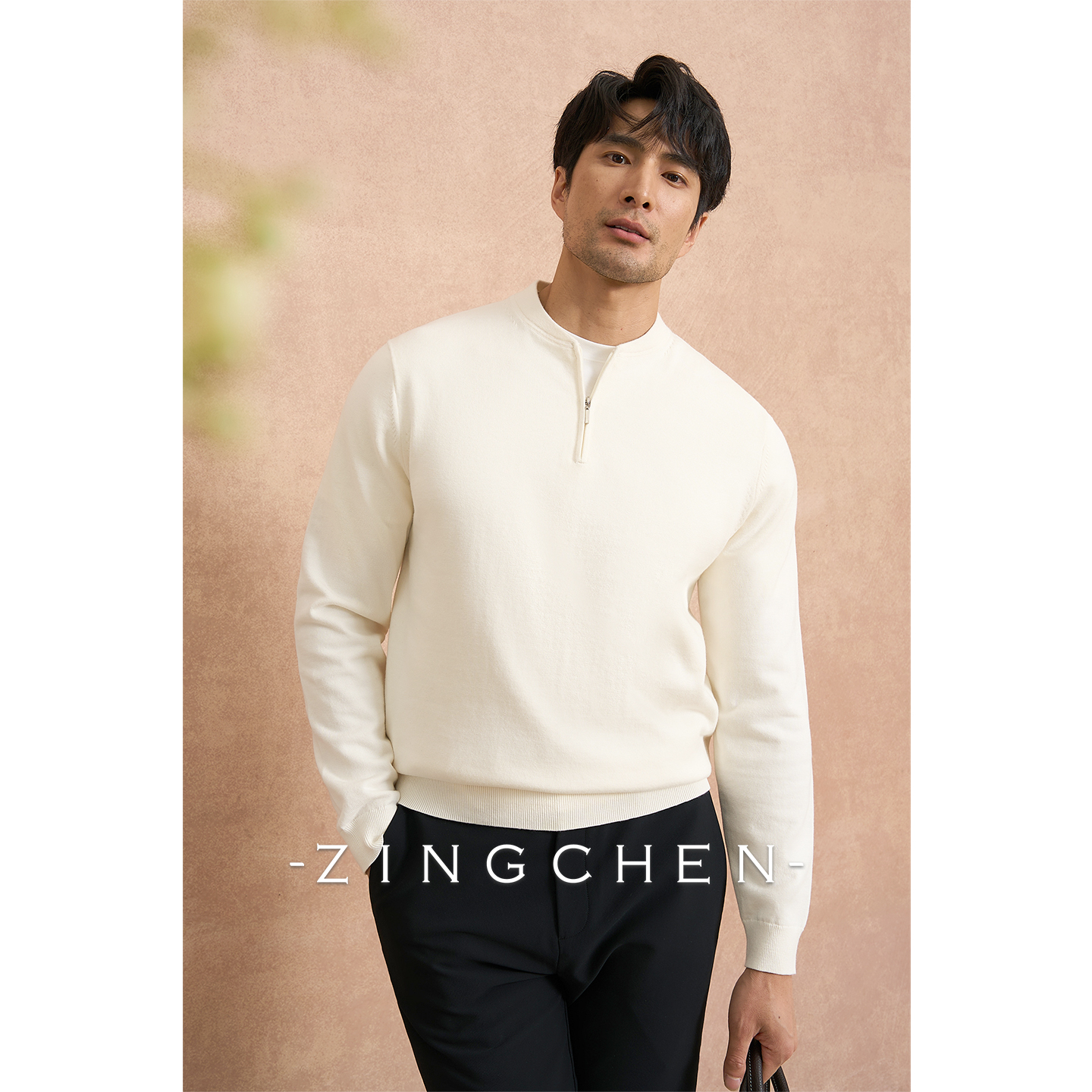 【绅士老钱风】ZINGCHEN亨利领拉链毛衣男秋冬长袖羊绒针织打底衫