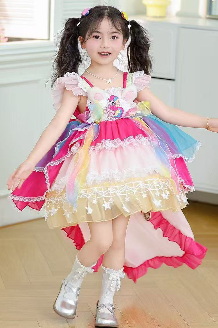 女童爆款洛丽塔超仙超蓬四季款小马宝莉纱纱裙生日礼服裙