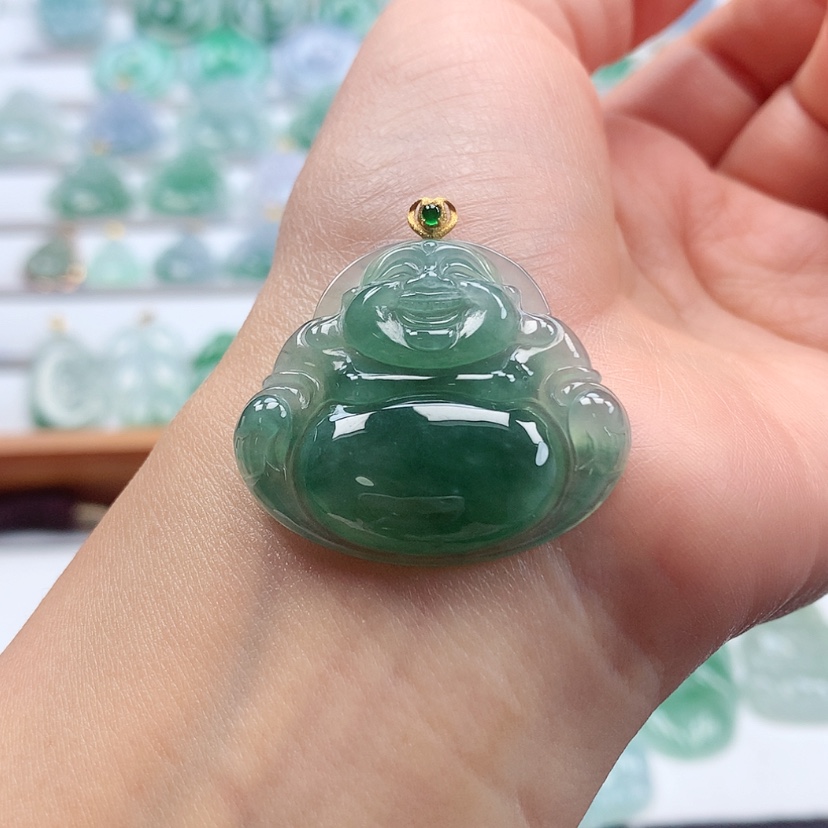 【闪购商品】翡翠吊坠(赠链)18K金镶嵌