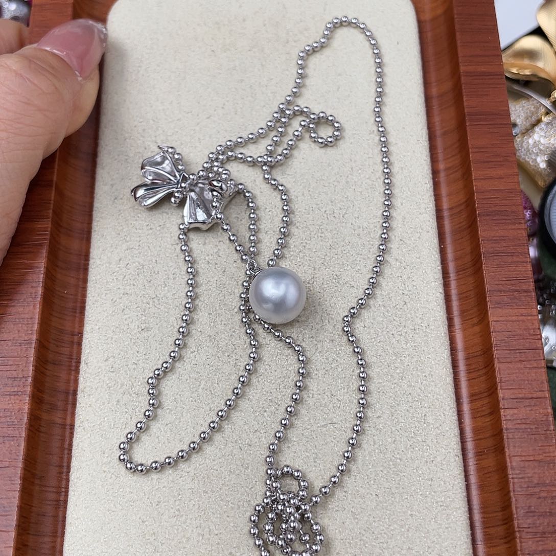 ****嘿海水珍珠颈饰银S925镶嵌