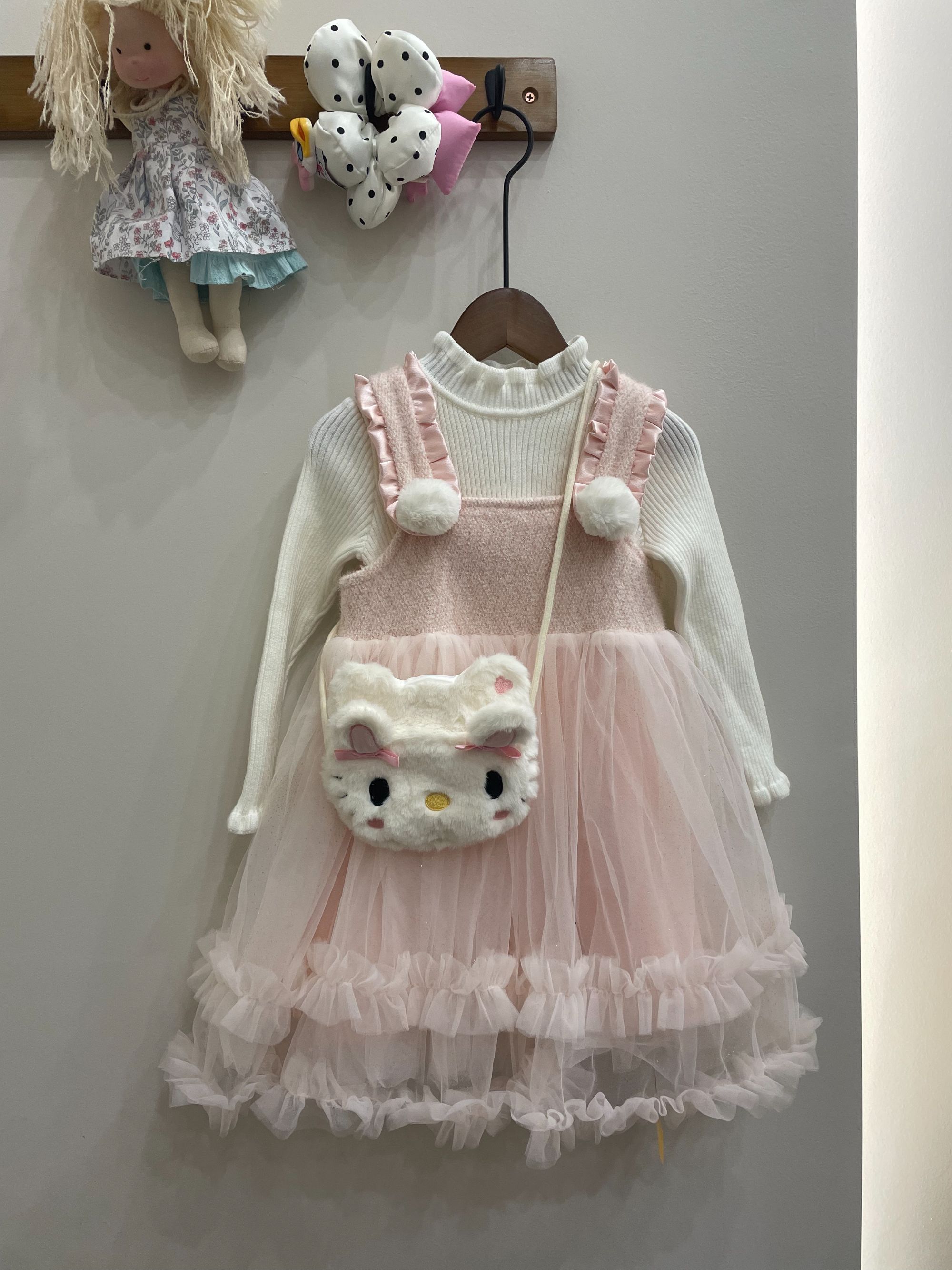 【MyGirl我的女孩】秋冬新品 加绒加厚女童网纱连衣裙套装258054