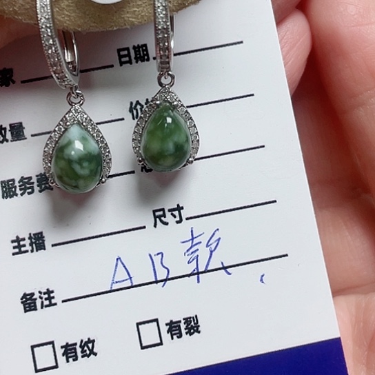 透闪石-蛇纹石玉耳环银S925镶嵌L****