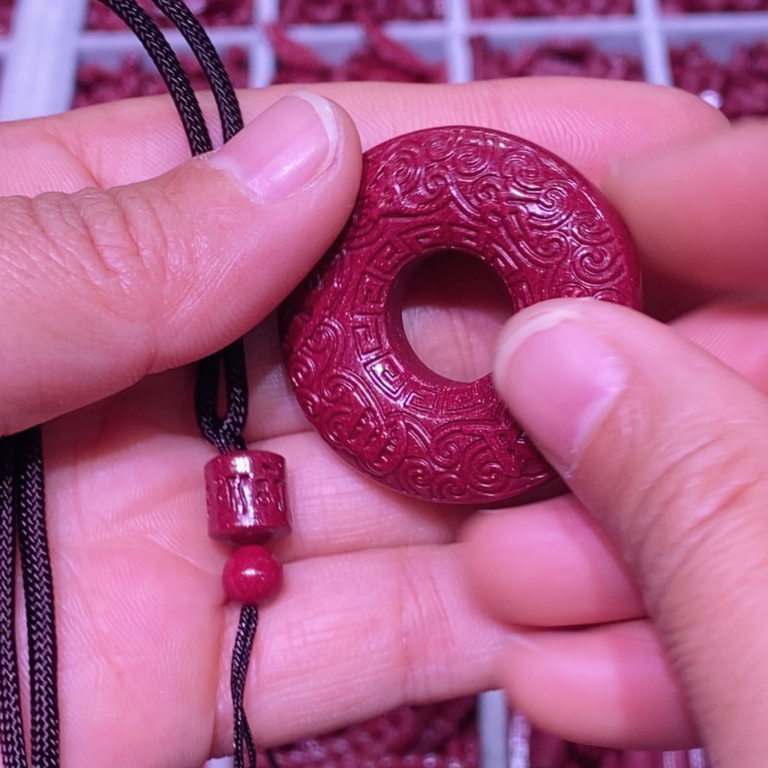 天然辰砂心经平安扣