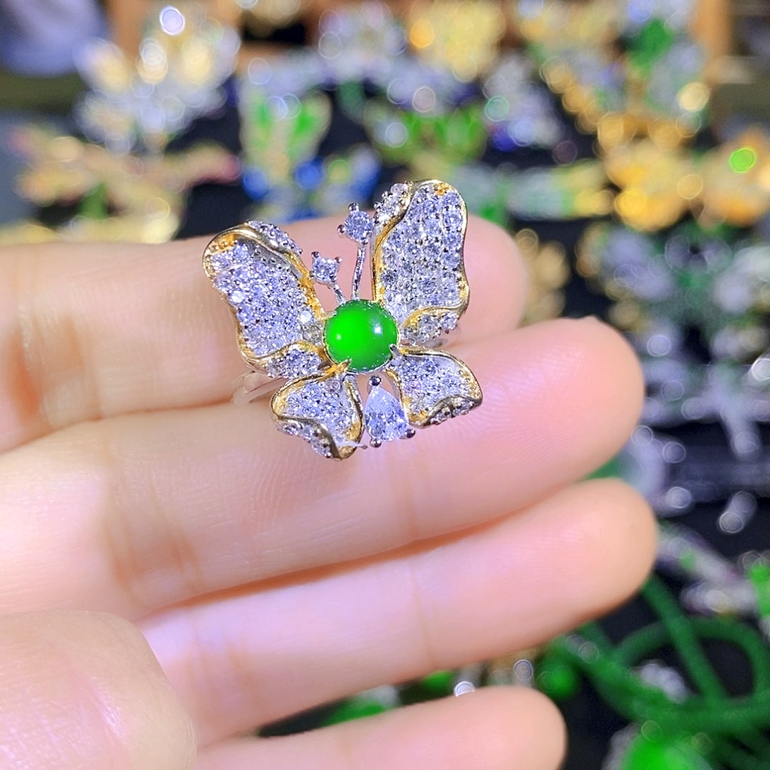 吊坠(不含链)银S925镶嵌翡翠