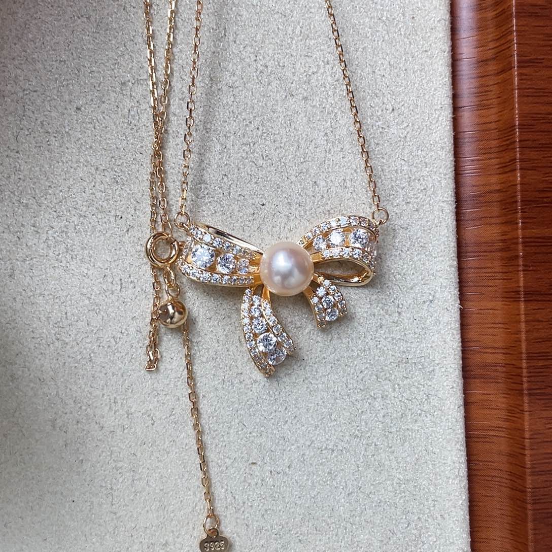 海水珍珠银S925镶嵌颈饰