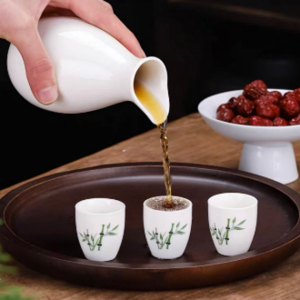 [墨池]白瓷富竹分酒器套组0280