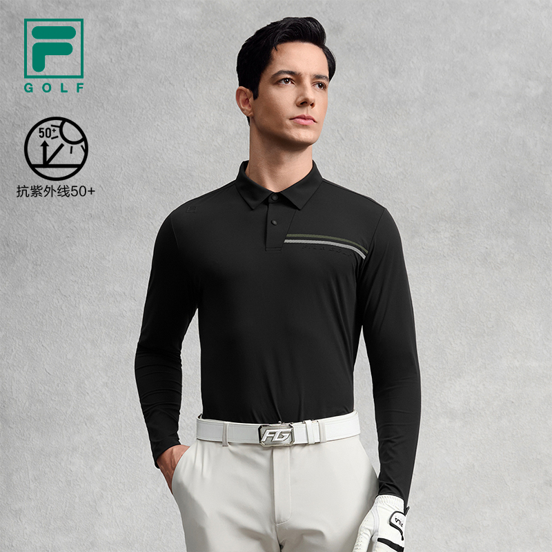 FILA斐乐男装/GOLF高尔夫针织长袖POLO衫2025秋季新款商务休闲T恤