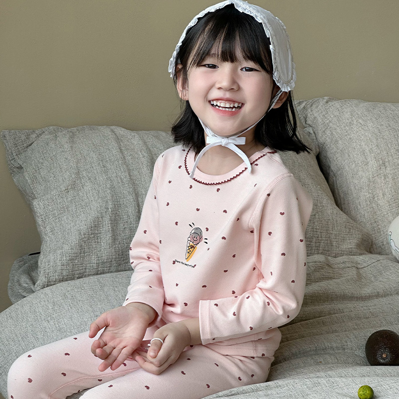 【280克棉】儿童秋衣套装韩版保暖内衣纯棉男女童宝宝家居服睡衣