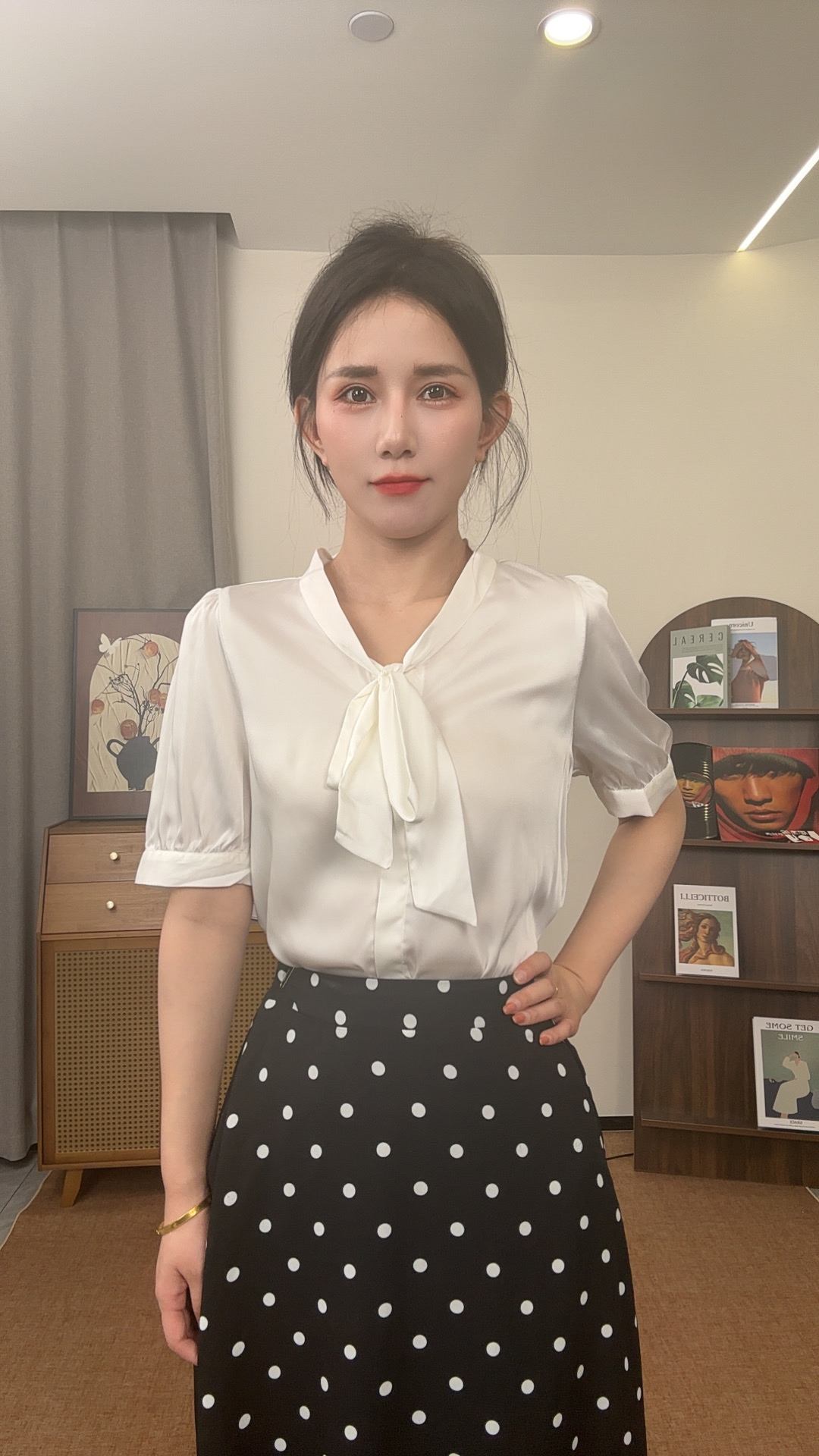 053-062夏季新款女士纯色飘带精致雪纺时尚潮流透气亲肤短袖1DX03