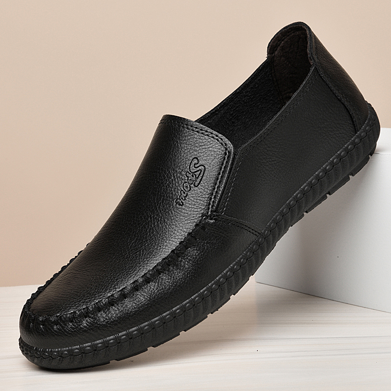 2025秋季新款真皮牛皮男士休闲皮鞋正装商务英伦风软底软面男鞋子