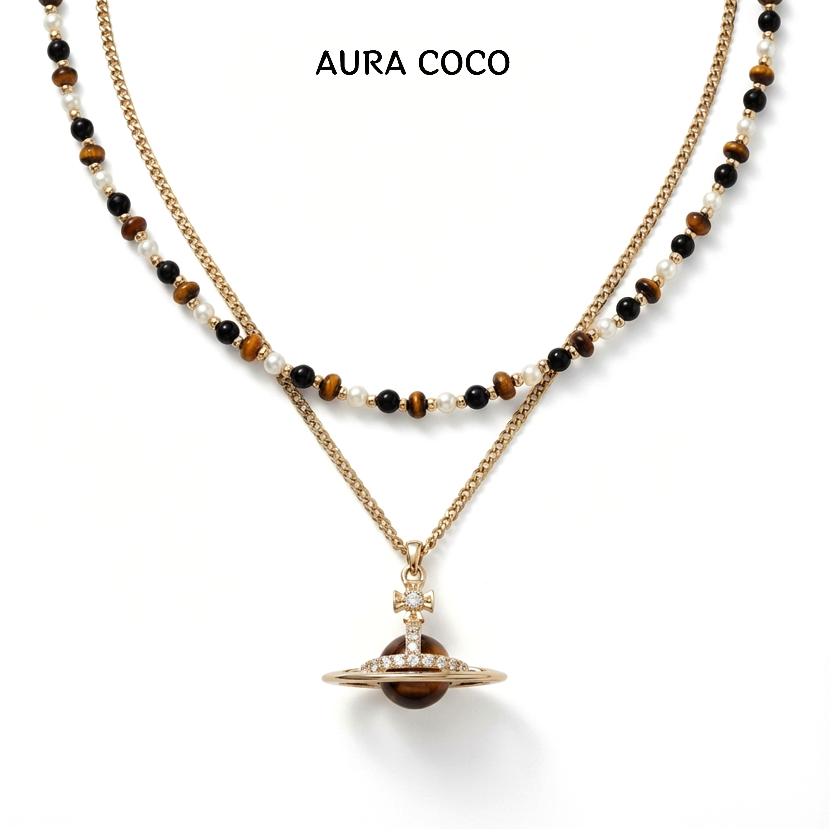 COCO高定 镀K金 土星双层叠戴轻奢时尚项链XMB1050