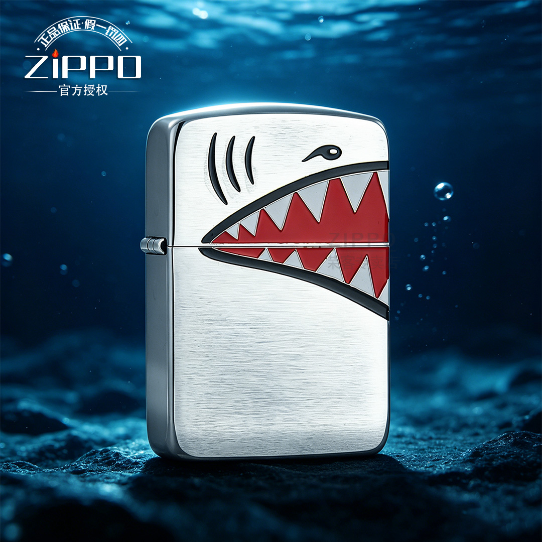 ZIPPO打火机1941鲨鱼嘴蚀刻填漆鲨鱼嘴 防风送男士礼物DYJ1