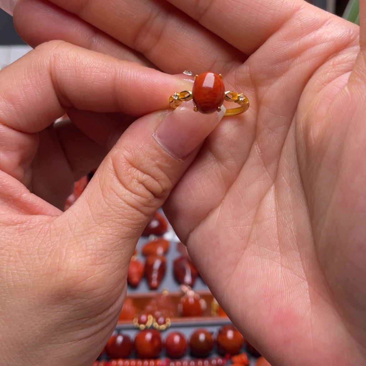 【闪购商品】南红玛瑙戒指银S925镶嵌