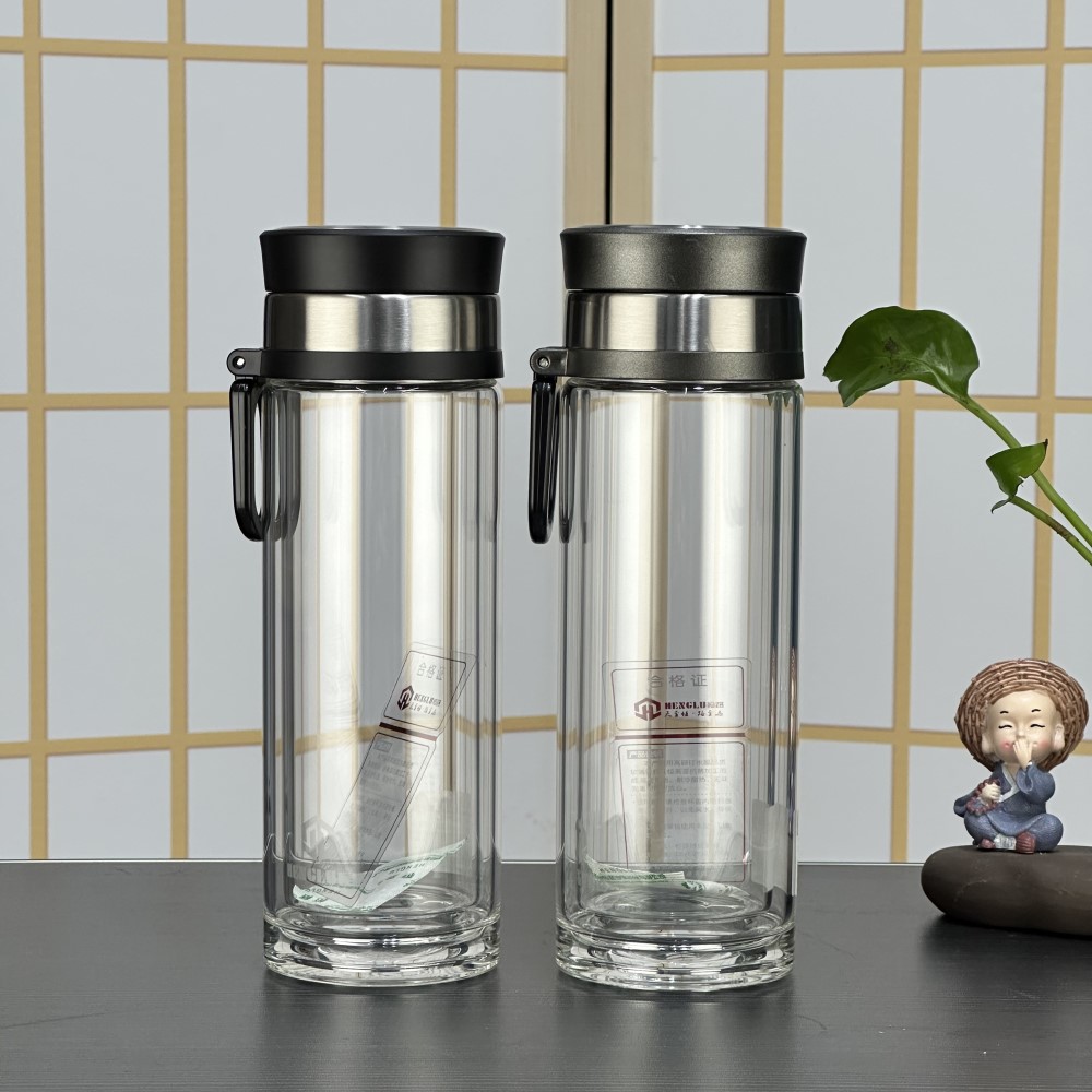  恒路417双层加厚茶水分离玻璃杯泡茶杯330ML