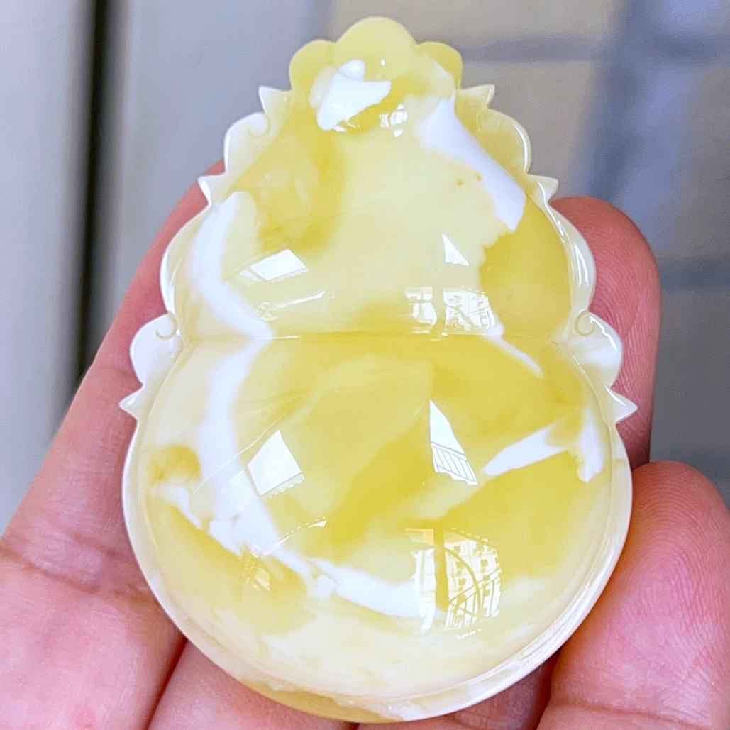 俄料瓷白花边葫芦