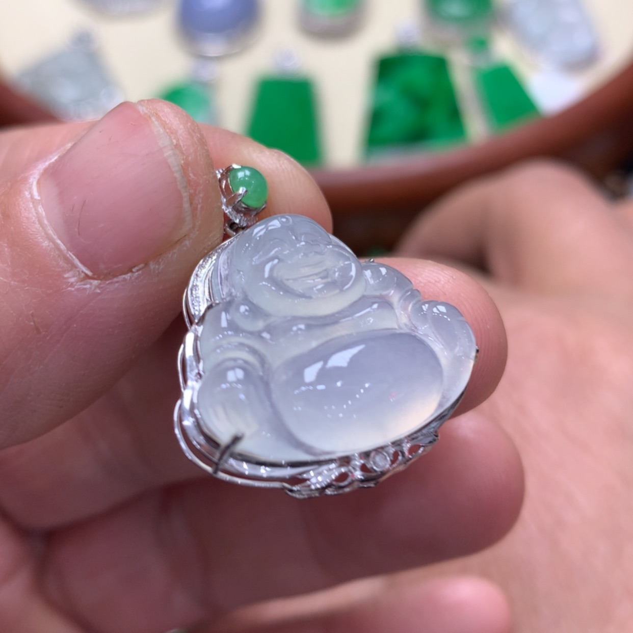 【闪购商品】翡翠颈饰18K金镶嵌佛公