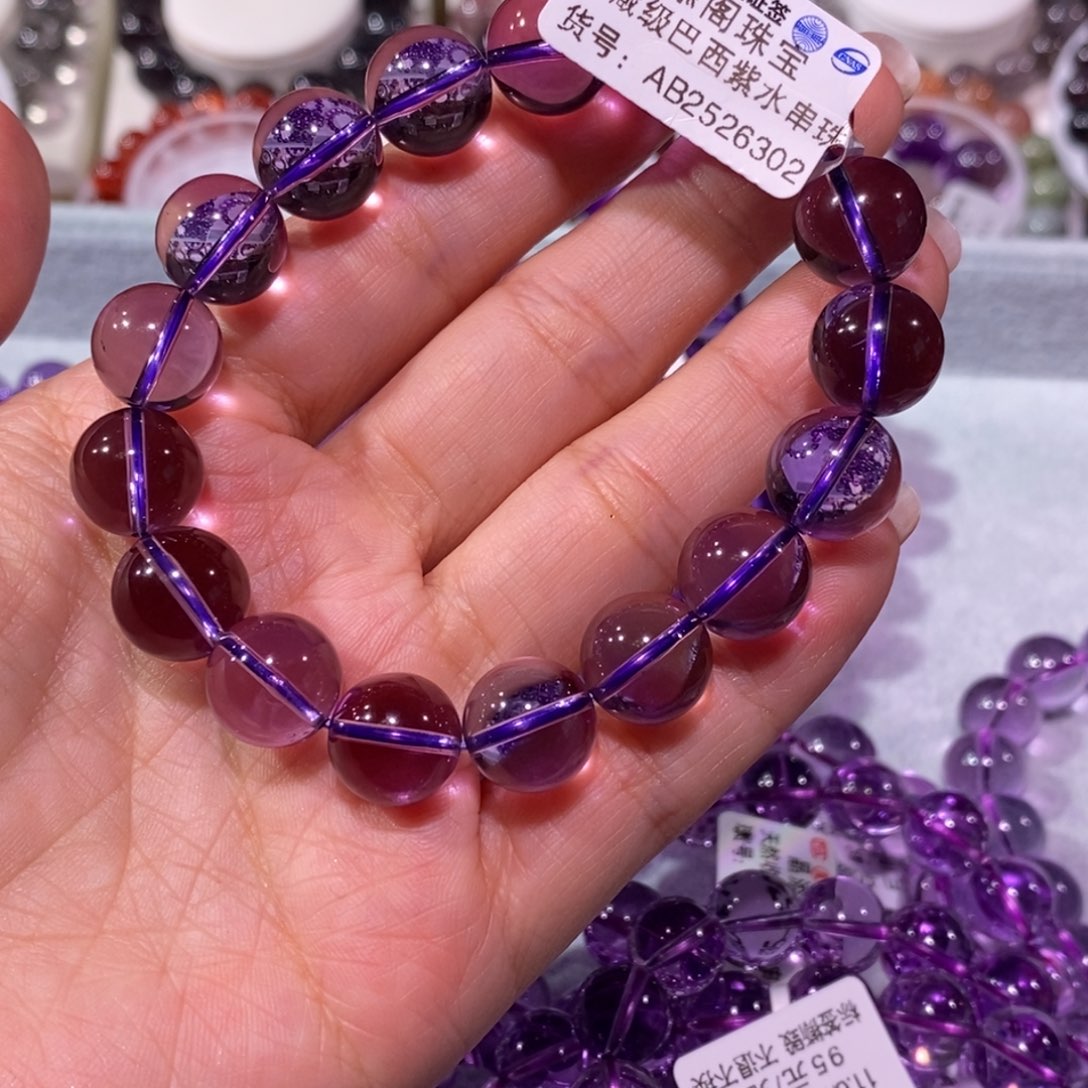 水晶手链未镶嵌熙*紫水晶浓郁紫12