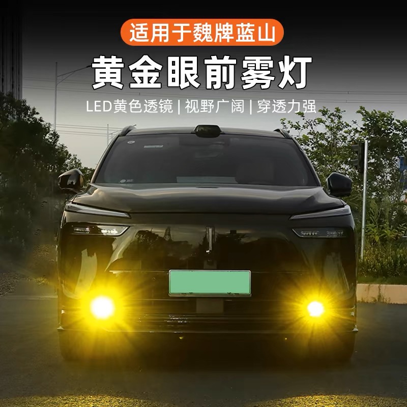 适用23-25魏牌智驾蓝山雾灯改装黄金双透镜黄金眼前雾灯射灯改装
