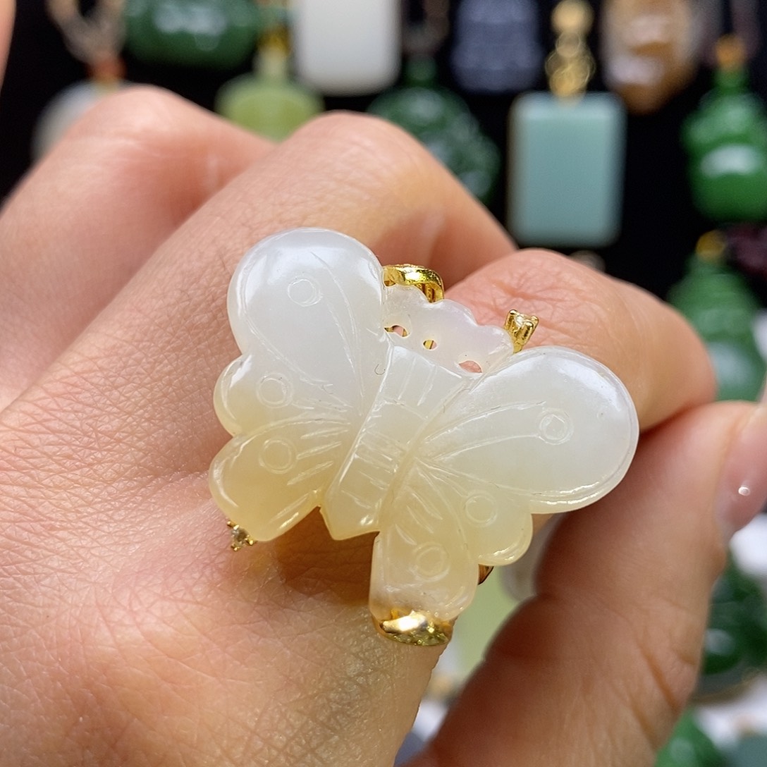 和田玉颈饰银S925镶嵌