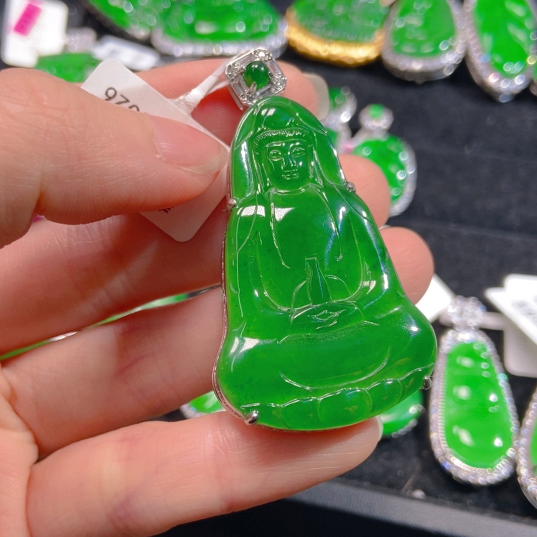 翡翠吊坠(不含链)银S925镶嵌