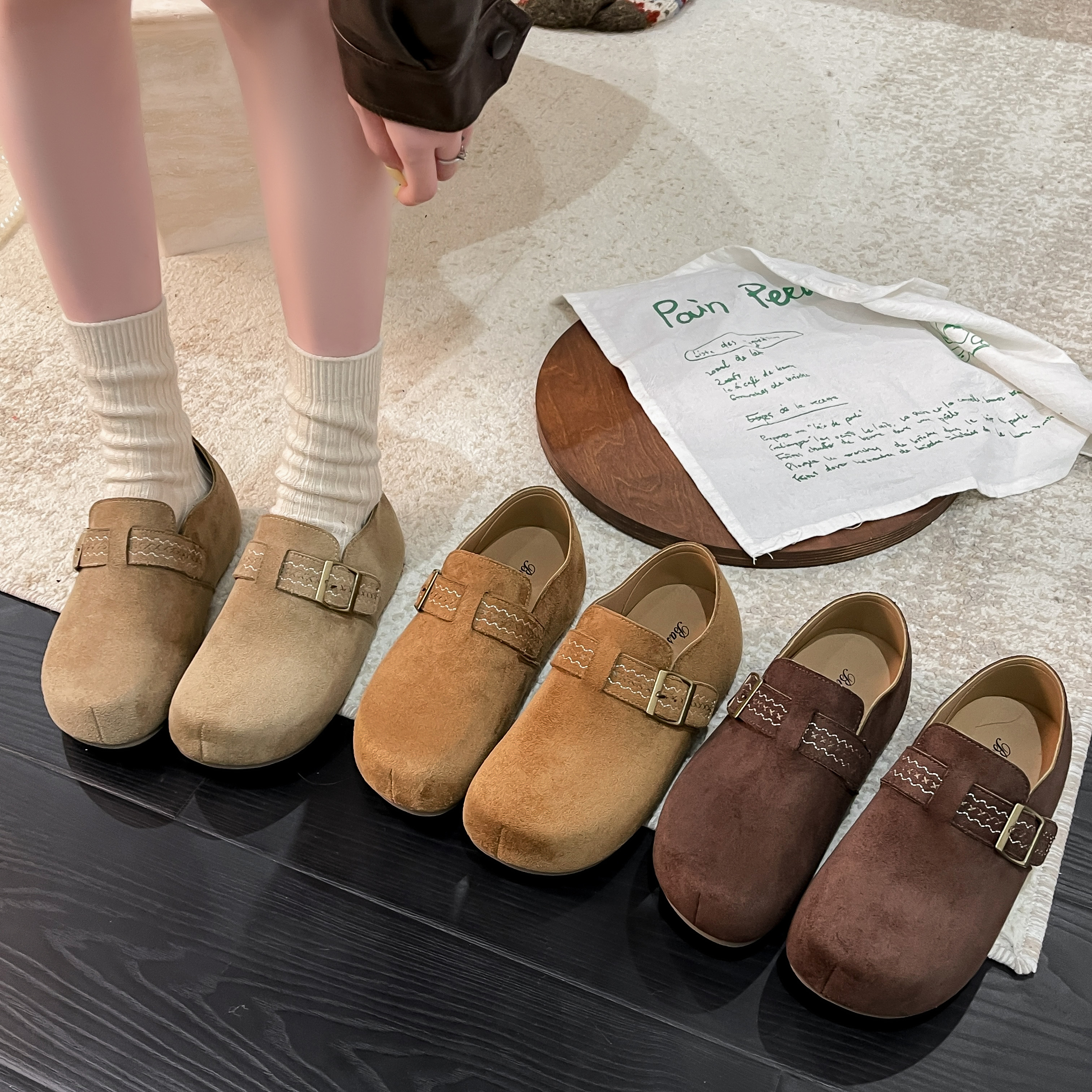 5cm软底增高复古刺绣勃肯鞋女2025秋冬新款防滑百搭全包勃肯单鞋