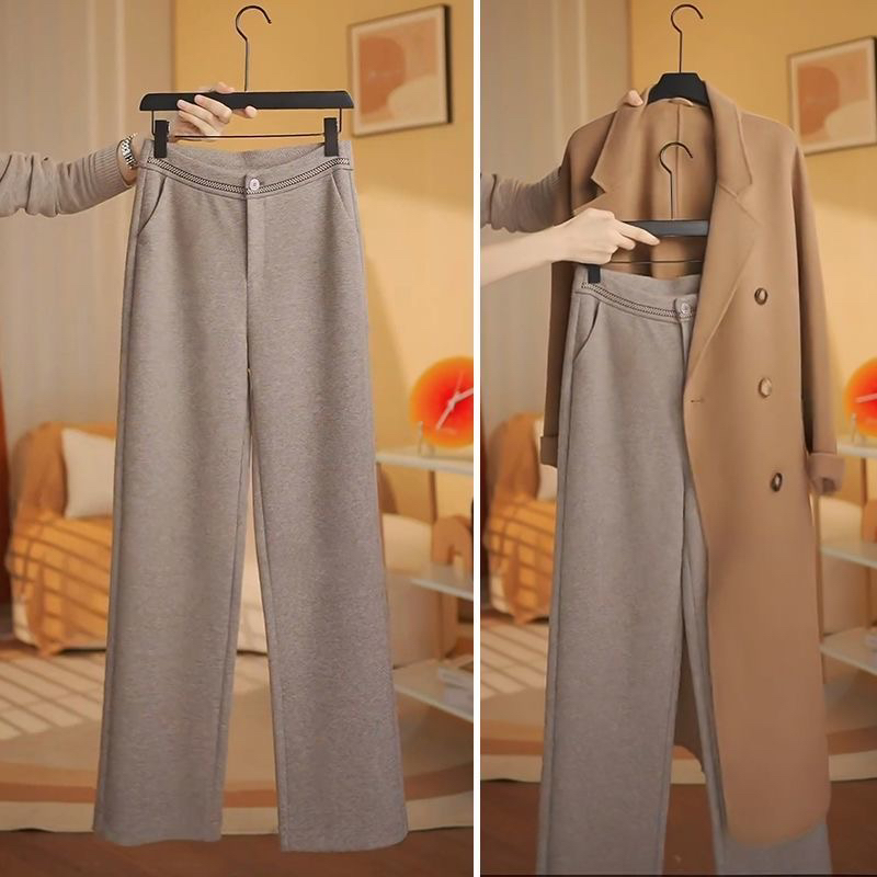 垂感羊毛呢裤子女秋冬款加厚糯米裤2025新款直筒裤高腰羊绒阔腿裤