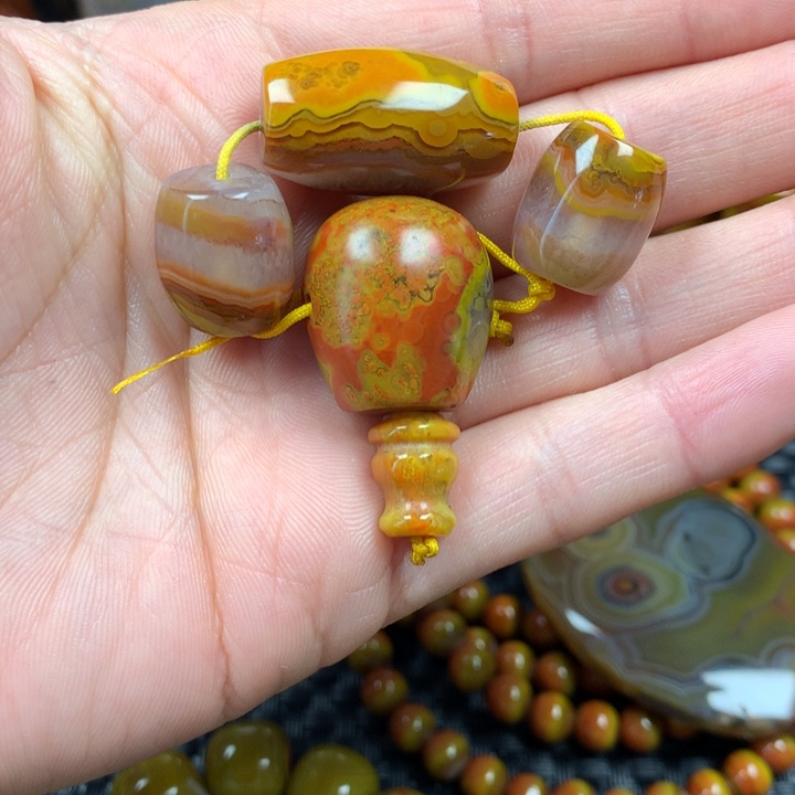 未镶嵌三通玛瑙/玉髓甘*福