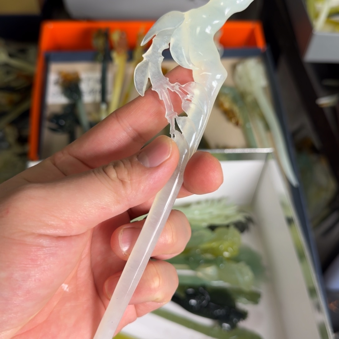 岫玉发饰未镶嵌明君玉簪就是好看