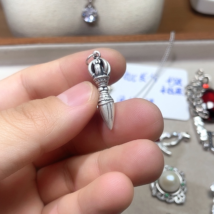 耳***子坠链均925银珐琅金刚杵