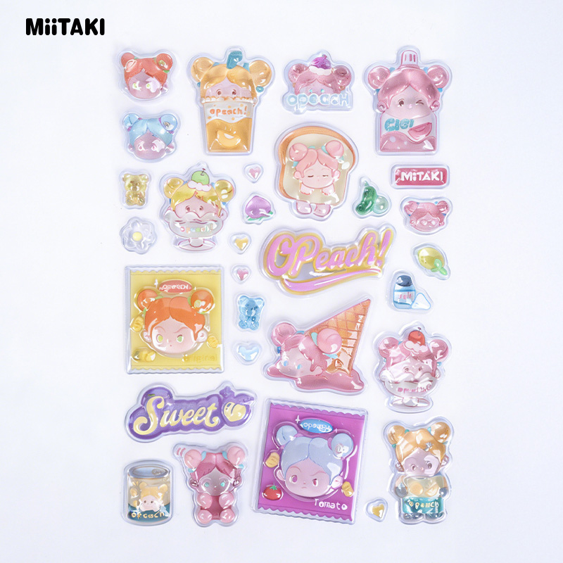 米塔集一只桃贴纸日系立体浮雕趣味卡通贴纸