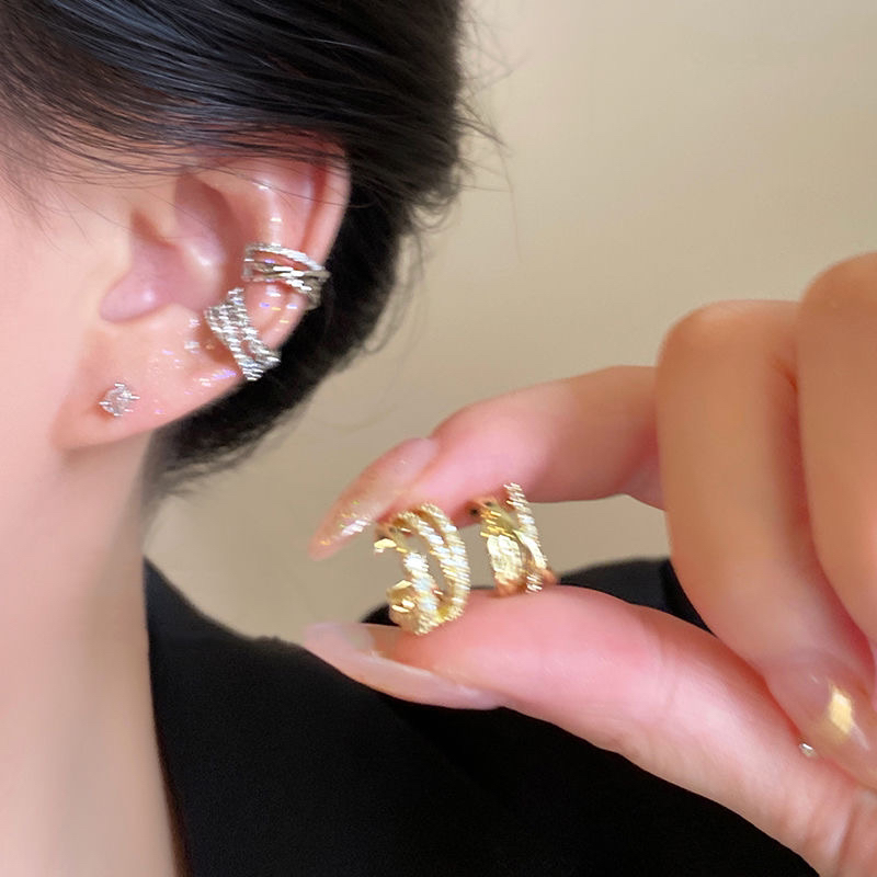 锌合金耳饰 多层耳骨夹无耳洞女高级感耳夹2024新款冷淡风耳饰
