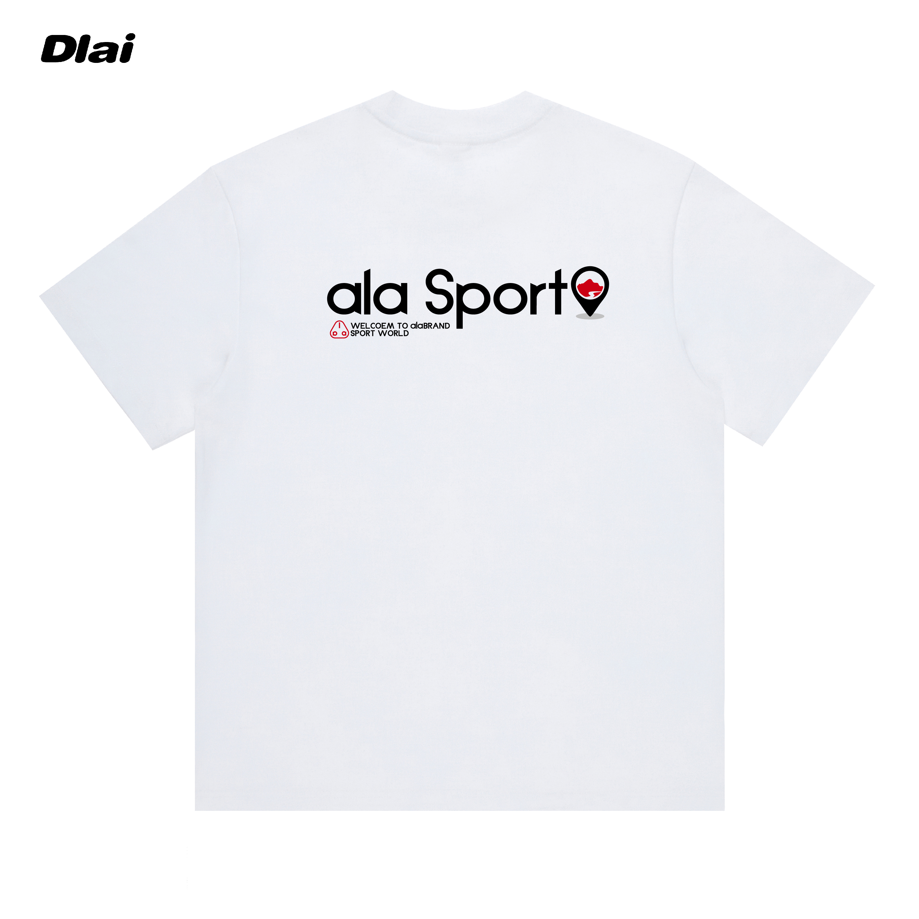 DLAI（定位logo AB面）国潮重磅纯棉男女同款t恤美式短袖25新款胶浆