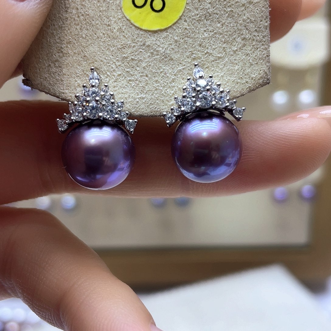 淡水珍珠耳饰银S925镶嵌