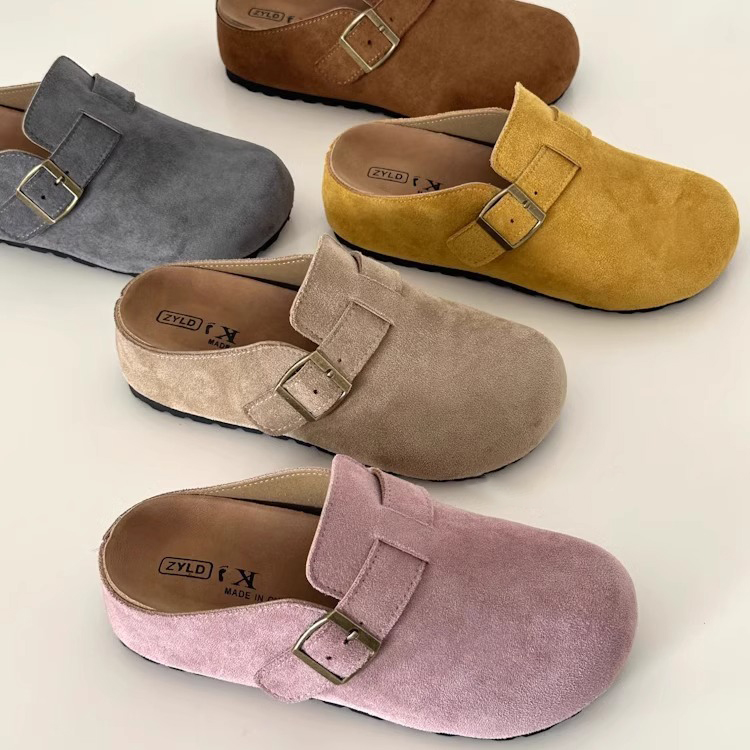 浪宸5cm内增高勃肯半拖鞋女圆头百搭休闲懒人一脚蹬包头拖鞋夏季