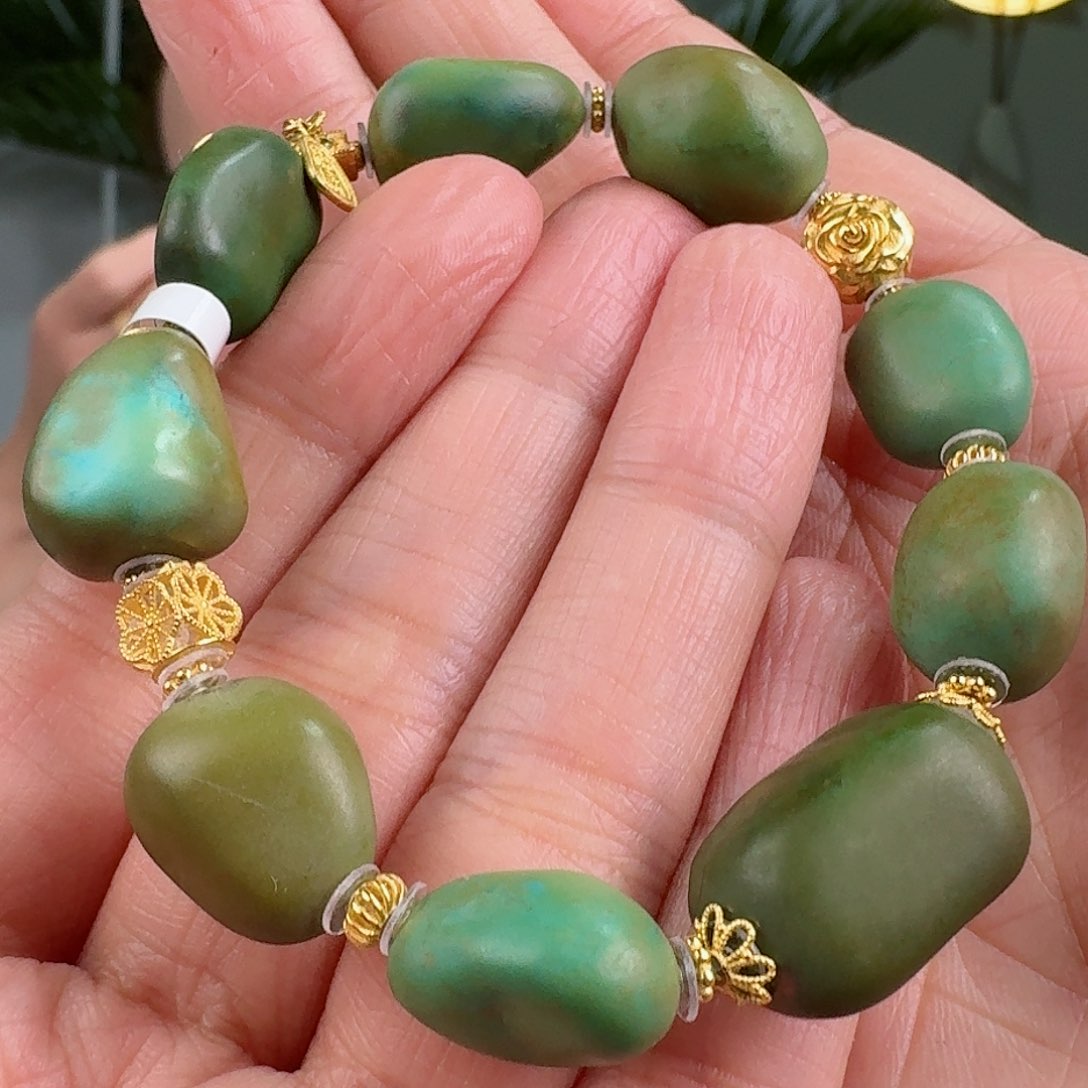 绿松石珠宝奇石18K金镶嵌
