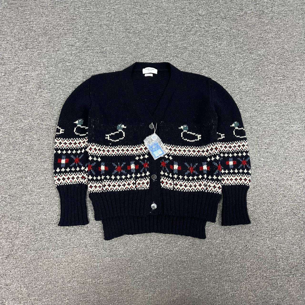 99新 THOMBROWNE TB 小鸭子 针织开衫 藏青色 2码 汤姆布朗