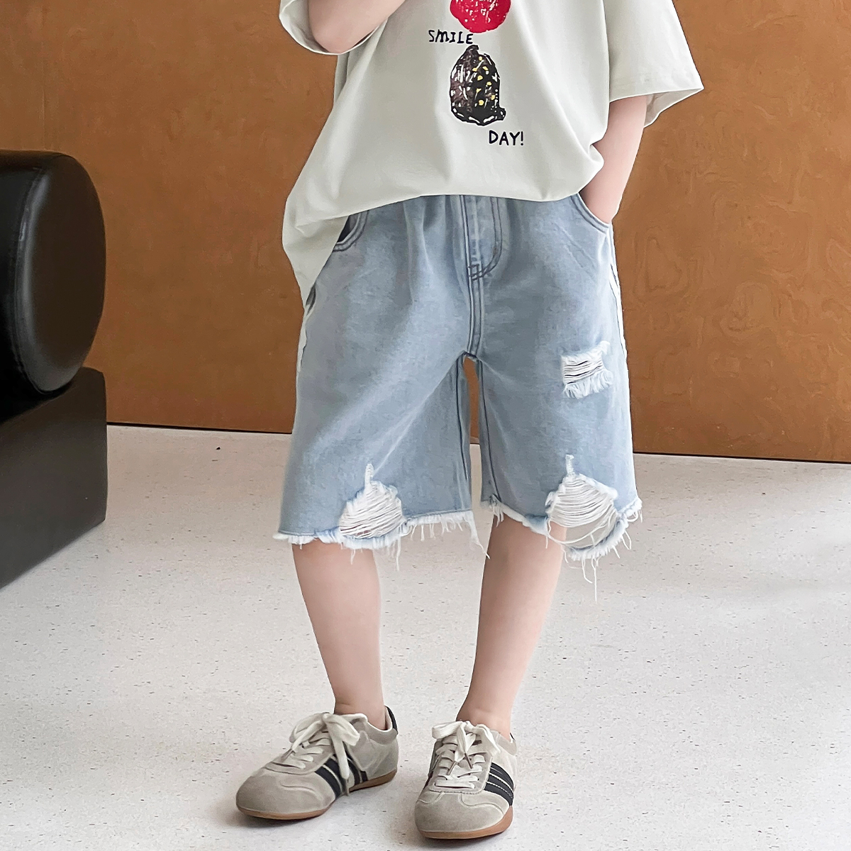 【爆款LTS011】儿童夏季新款破洞休闲洋气牛仔短裤