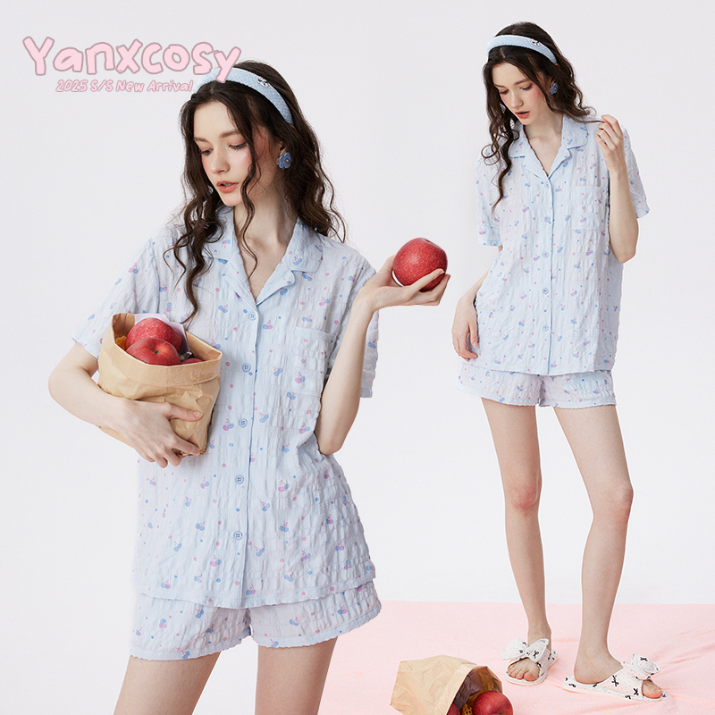 沿享2025春夏新款卡通可爱少女风睡衣女套装透气休闲可外穿家居服